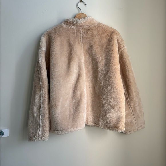 Jason Wu Faux Fur Quarter Zip Cream Teddy Jacket - Size Large - Picture 3 of 6